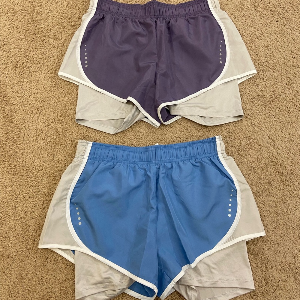 Women's Athletic Shorts - Purple and Blue